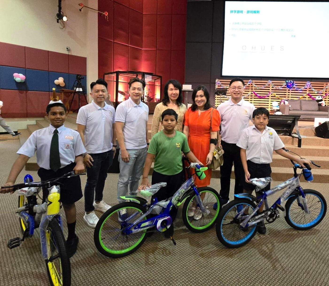 Children with new bicycles donated at Love In Action Christmas 2024